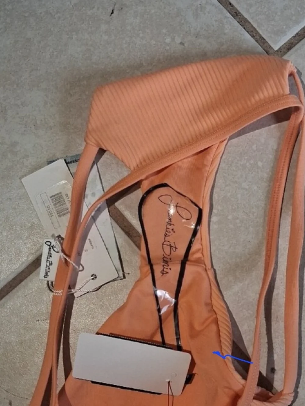 Frankie's Bikinis Womens Sz XS Peach Ribbed Double-Strap Bikini Bottom NWT